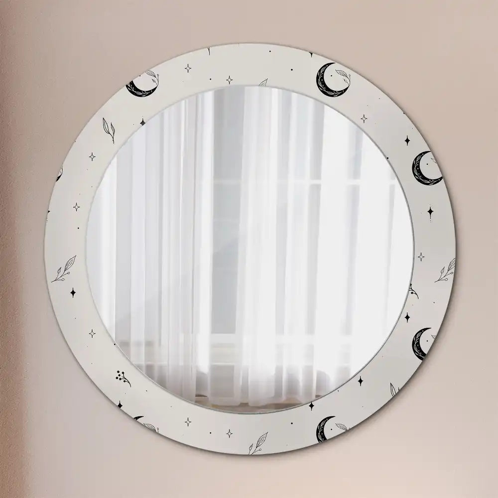 Specchio circolare stampato Piante scarabocchiate