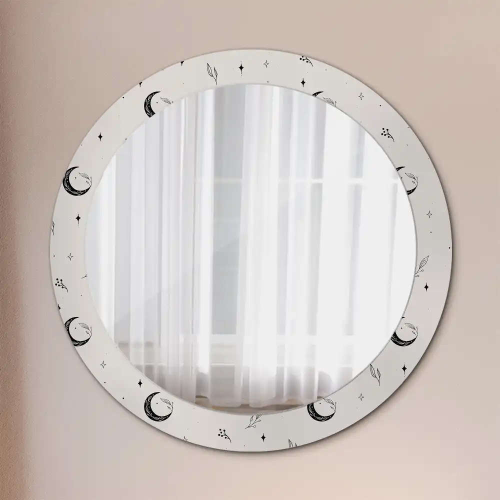 Specchio circolare stampato Piante scarabocchiate