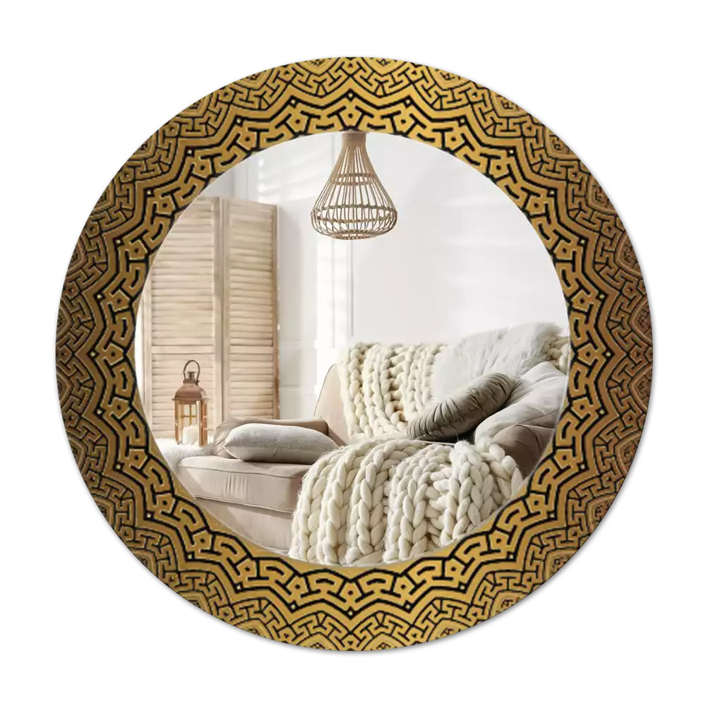 Specchio rotondo con cornice stampata Ornamento greco