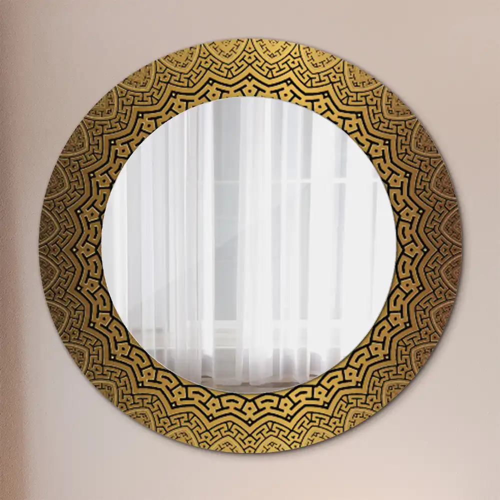 Specchio rotondo con cornice stampata Ornamento greco