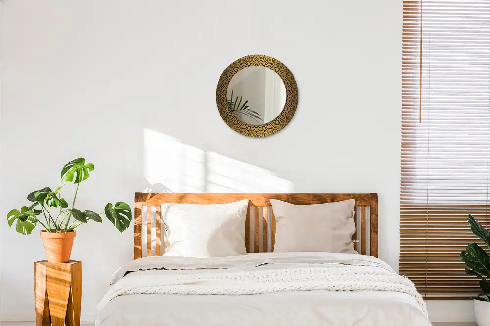 Specchio rotondo con cornice stampata Ornamento greco