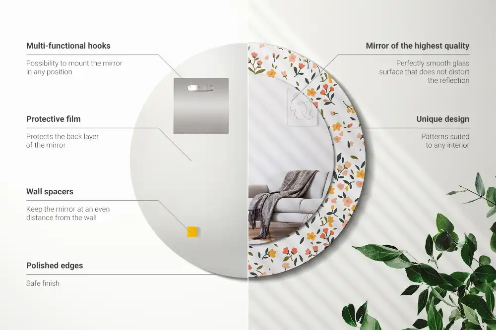 Specchio circolare decoro Piccoli fiori