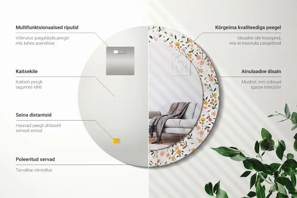 Specchio circolare decoro Piccoli fiori