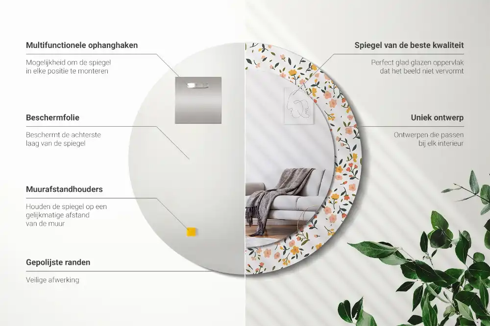 Specchio circolare decoro Piccoli fiori