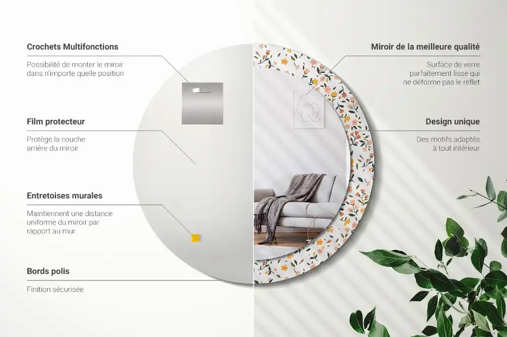 Specchio circolare decoro Piccoli fiori