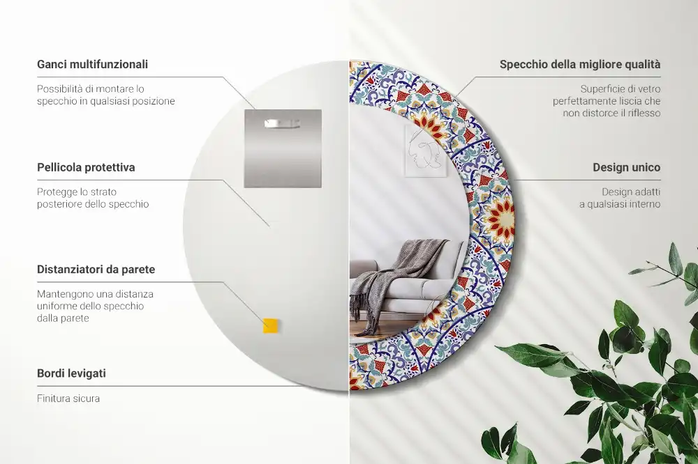 Specchio circolare decoro Composizione orientale