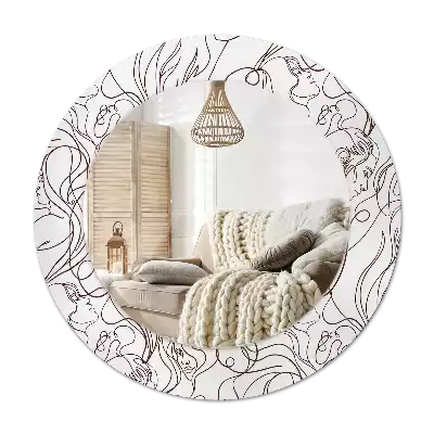 Specchio circolare stampato Volti dalle linee