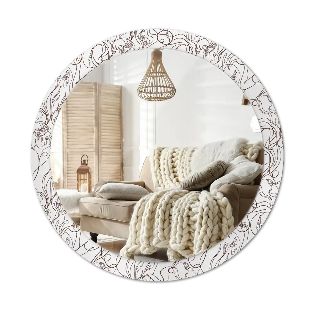 Specchio circolare stampato Volti dalle linee