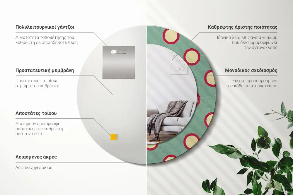 Specchio circolare decoro Cerchi di punti