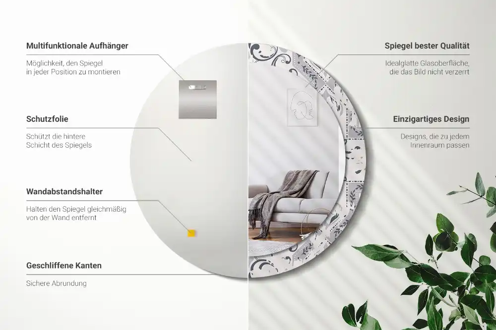 Specchio circolare decoro Piastrelle retrò