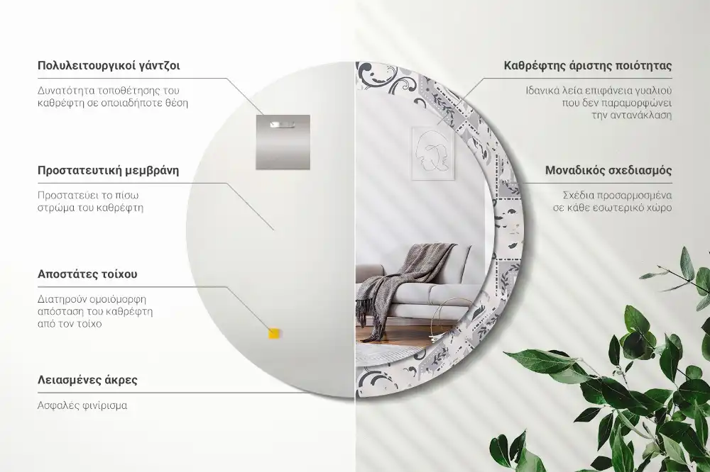 Specchio circolare decoro Piastrelle retrò