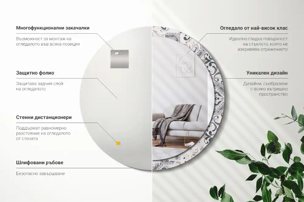 Specchio circolare decoro Piastrelle retrò