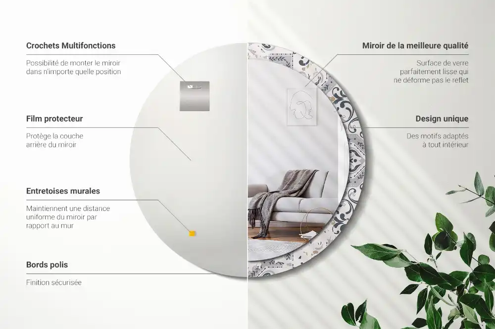 Specchio circolare decoro Piastrelle retrò