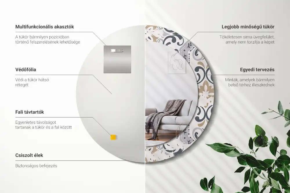 Specchio circolare decoro Piastrelle retrò