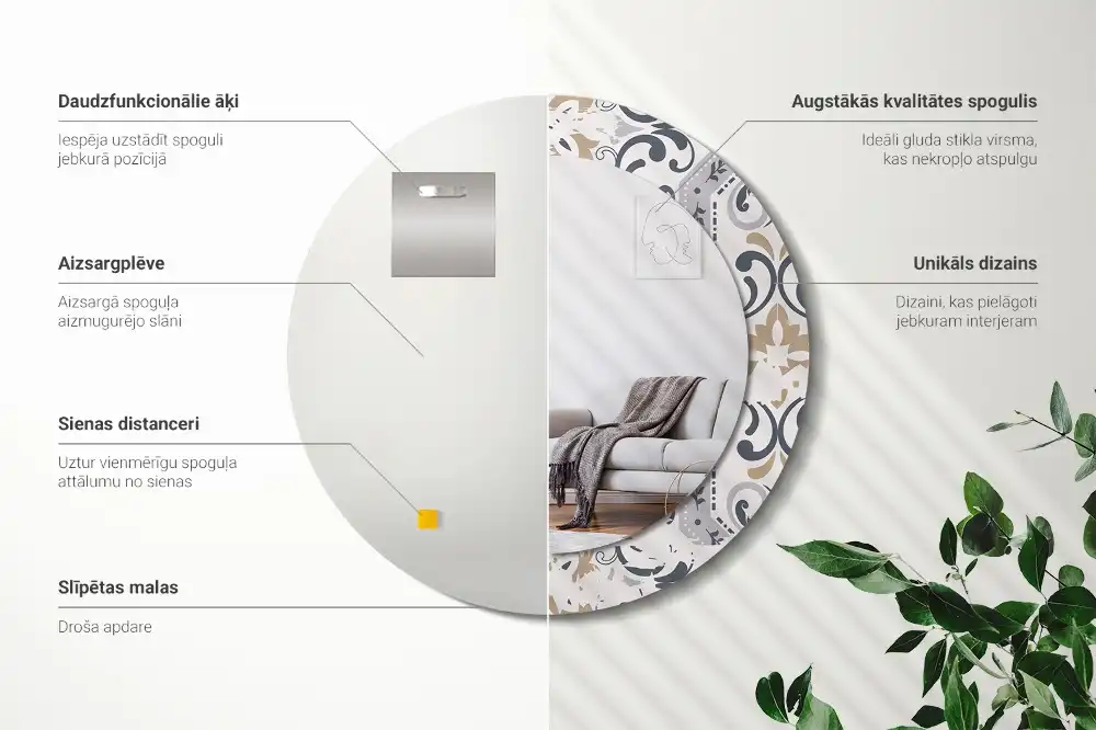 Specchio circolare decoro Piastrelle retrò