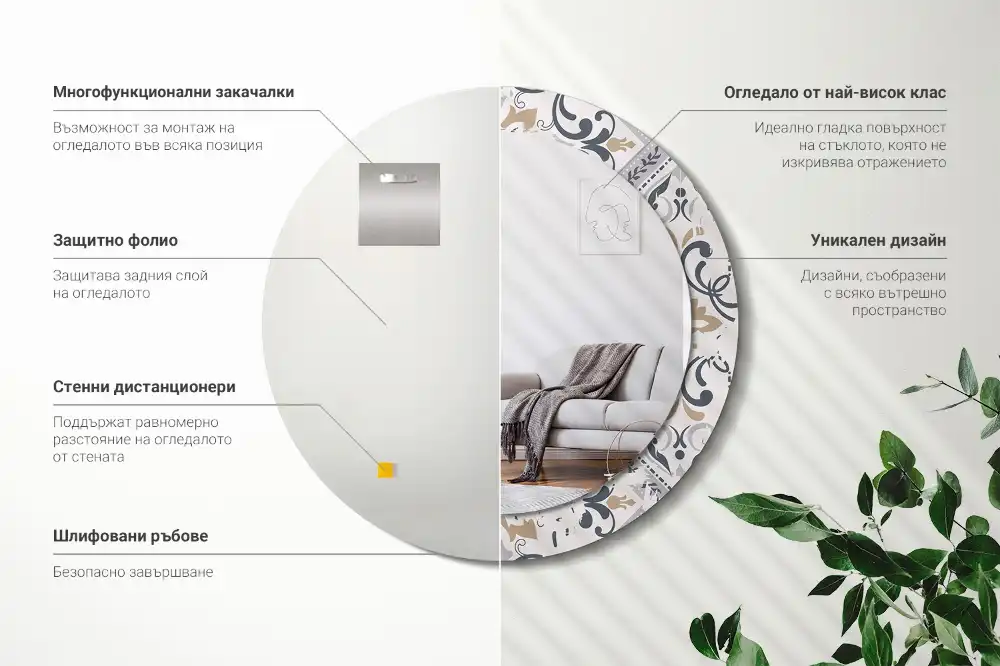 Specchio circolare decoro Piastrelle retrò