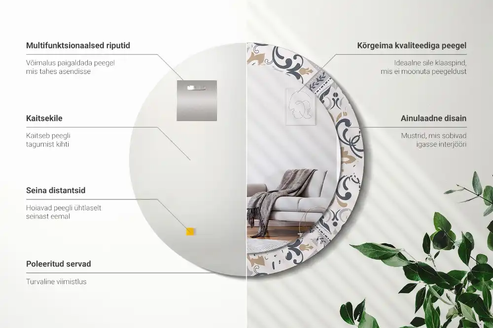 Specchio circolare decoro Piastrelle retrò