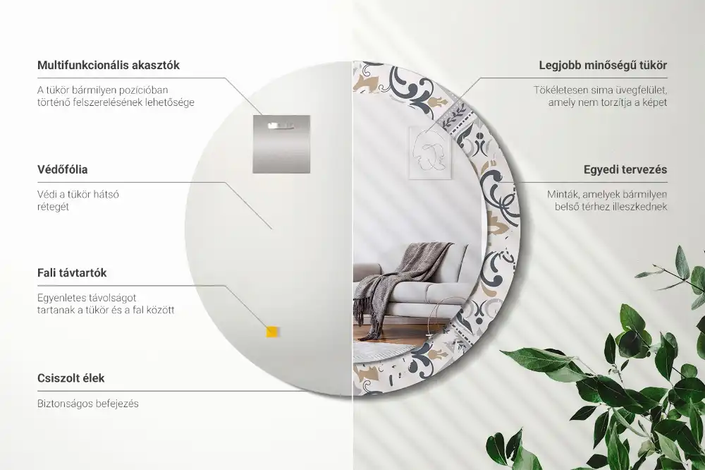 Specchio circolare decoro Piastrelle retrò