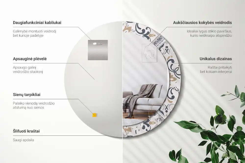 Specchio circolare decoro Piastrelle retrò