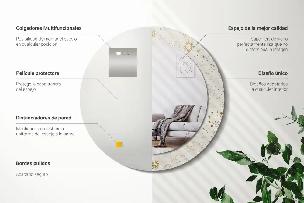 Specchio circolare stampato Modello mistico