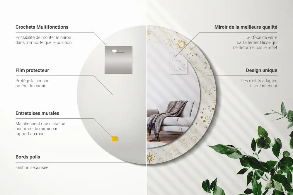 Specchio circolare stampato Modello mistico