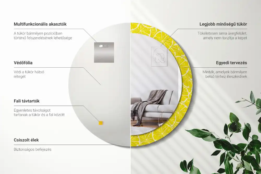 Specchio circolare decoro Limoni