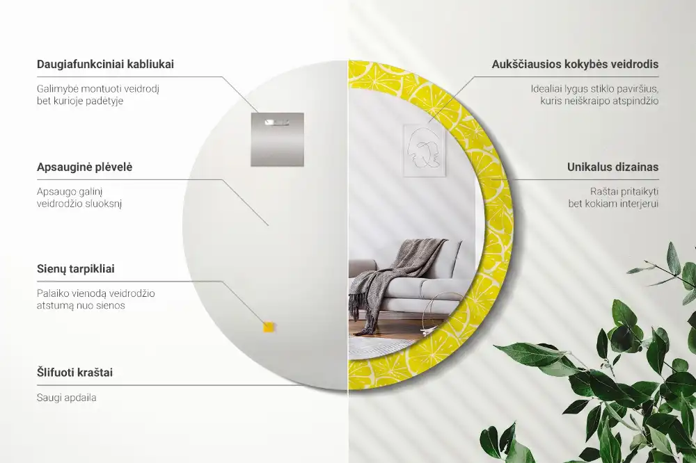 Specchio circolare decoro Limoni