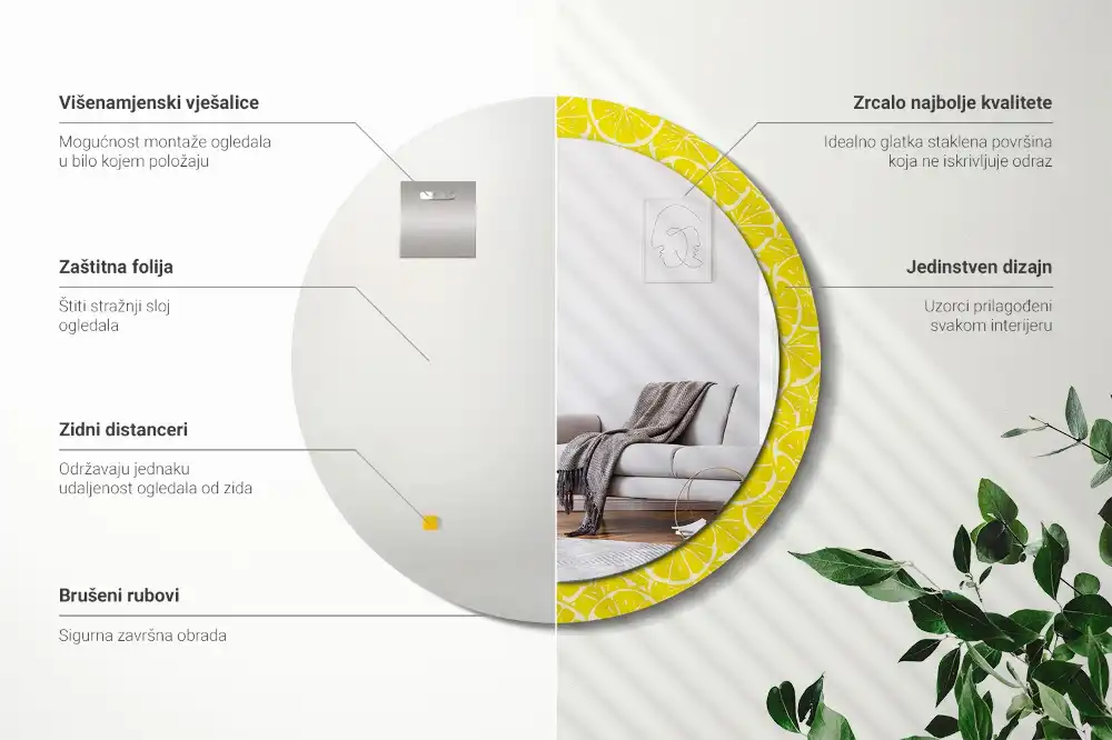 Specchio circolare decoro Limoni