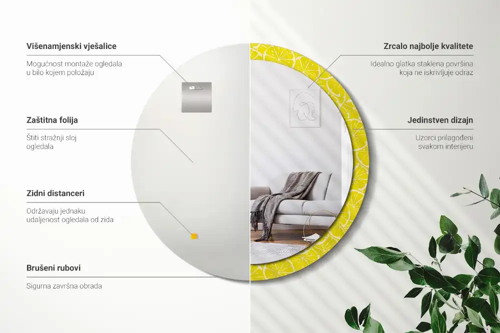 Specchio circolare decoro Limoni