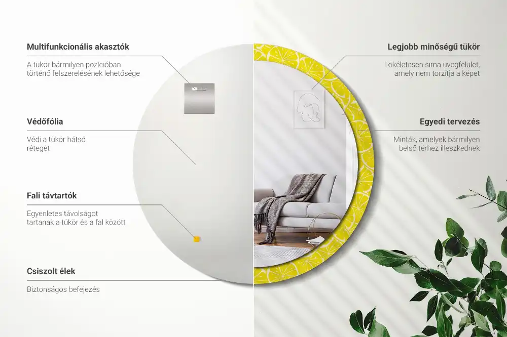 Specchio circolare decoro Limoni