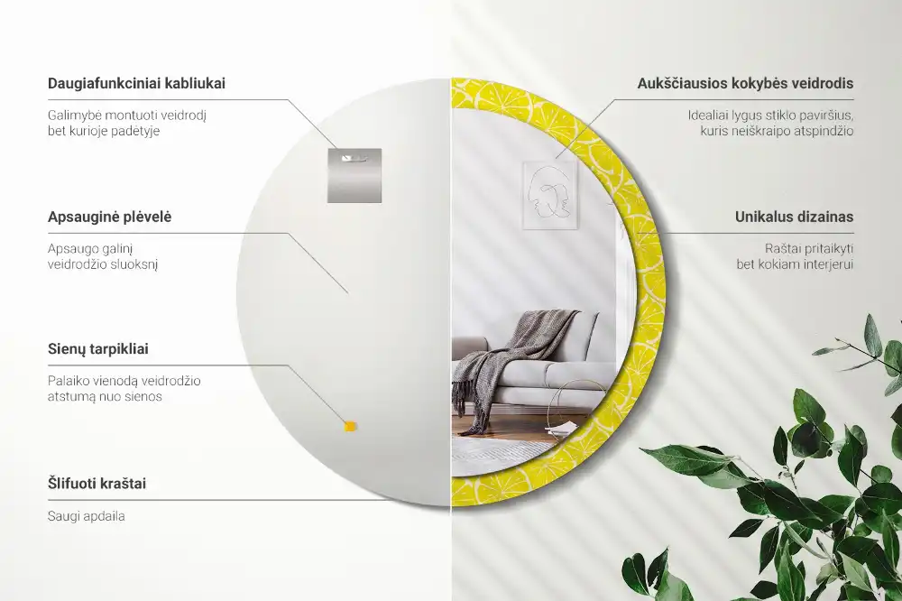 Specchio circolare decoro Limoni