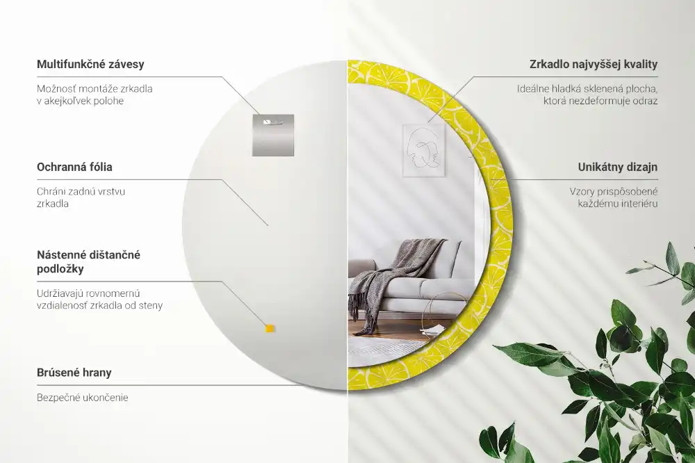 Specchio circolare decoro Limoni