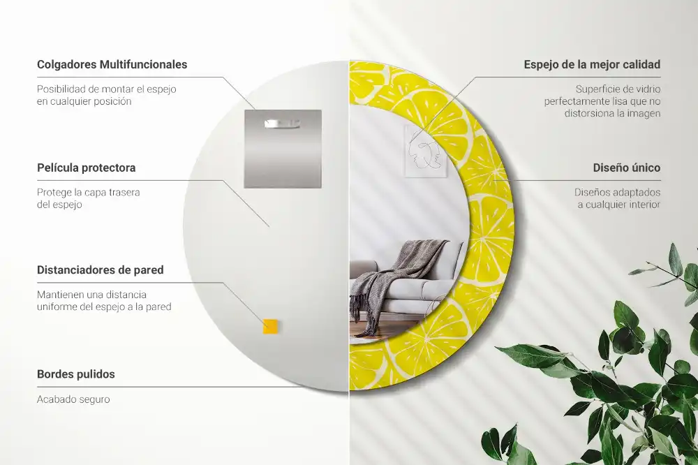 Specchio circolare decoro Limoni