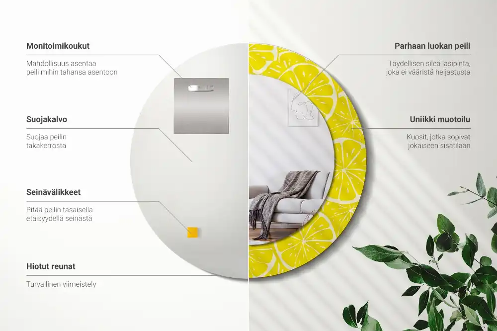 Specchio circolare decoro Limoni