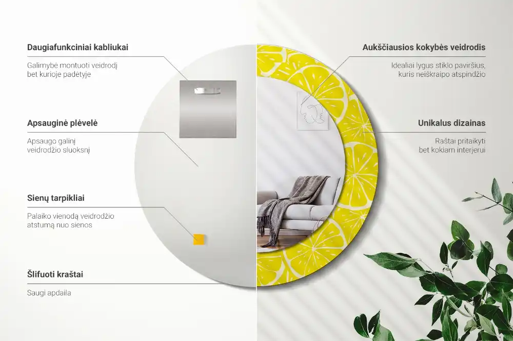 Specchio circolare decoro Limoni