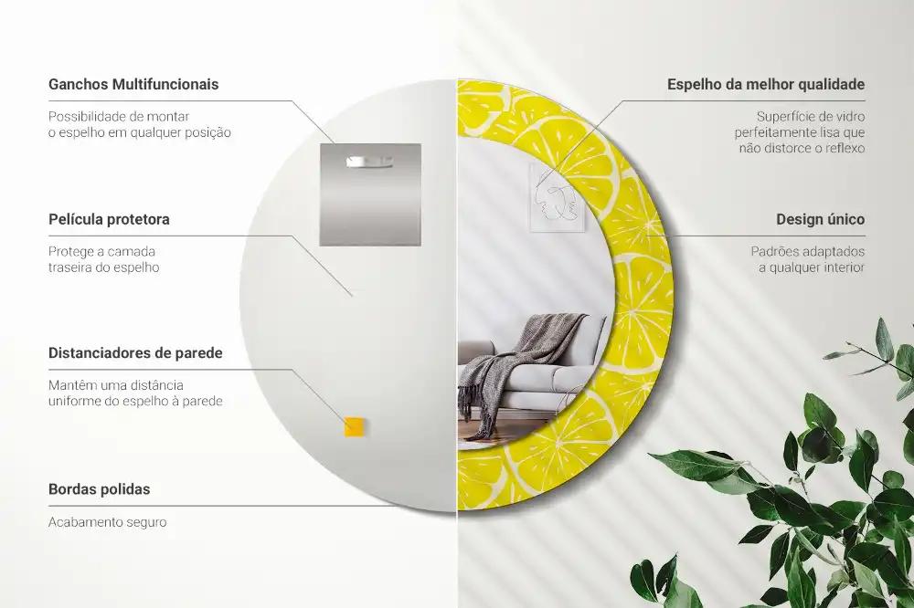 Specchio circolare decoro Limoni