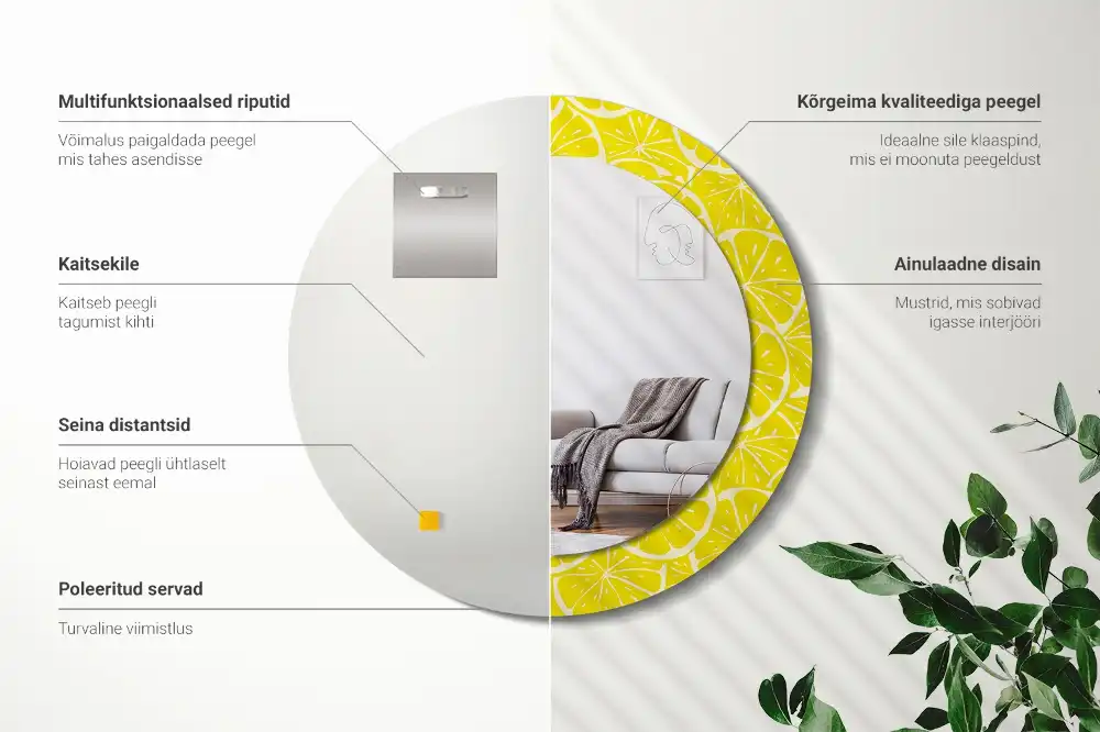 Specchio circolare decoro Limoni