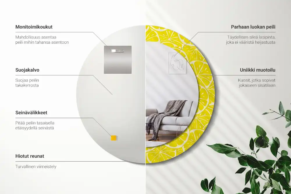 Specchio circolare decoro Limoni