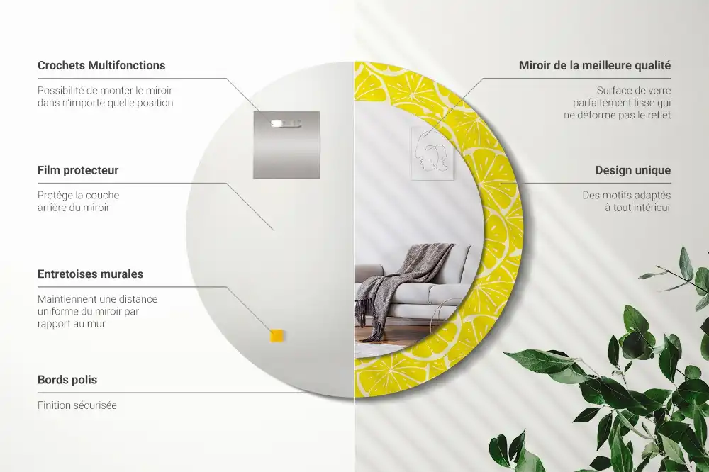 Specchio circolare decoro Limoni