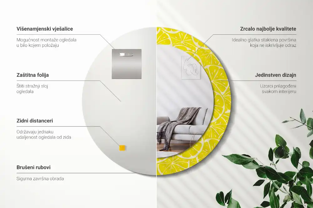 Specchio circolare decoro Limoni