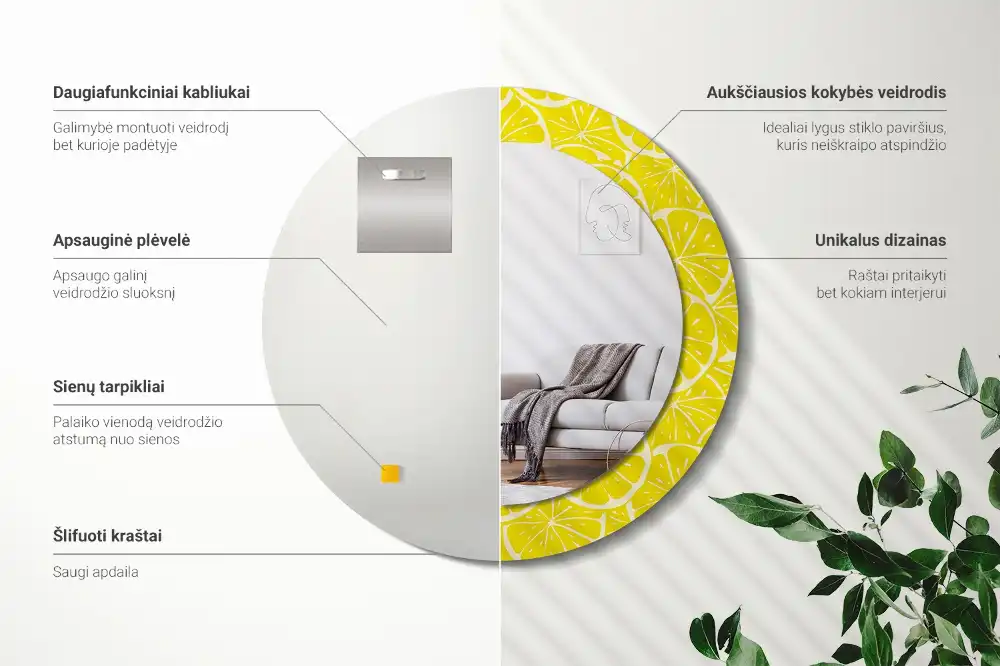 Specchio circolare decoro Limoni