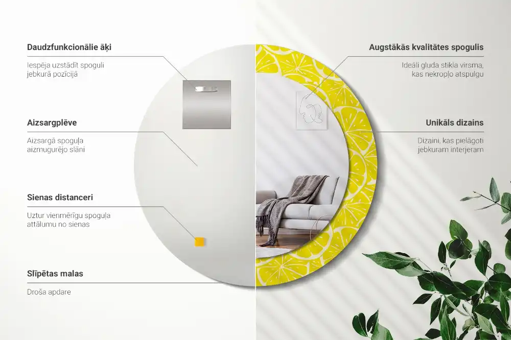 Specchio circolare decoro Limoni