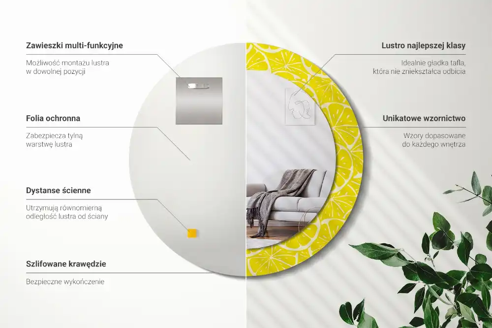 Specchio circolare decoro Limoni