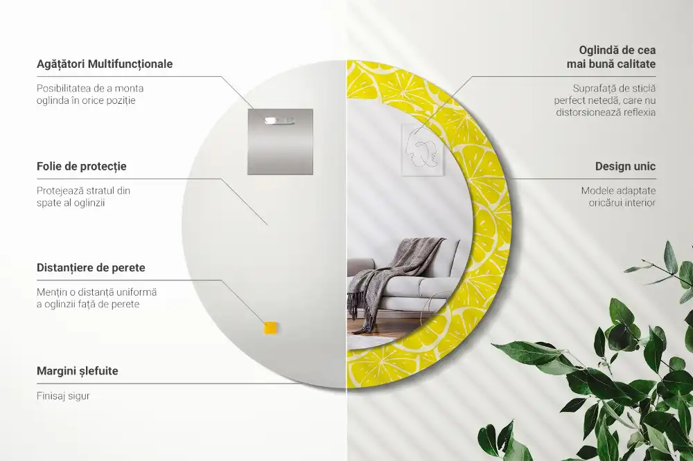 Specchio circolare decoro Limoni