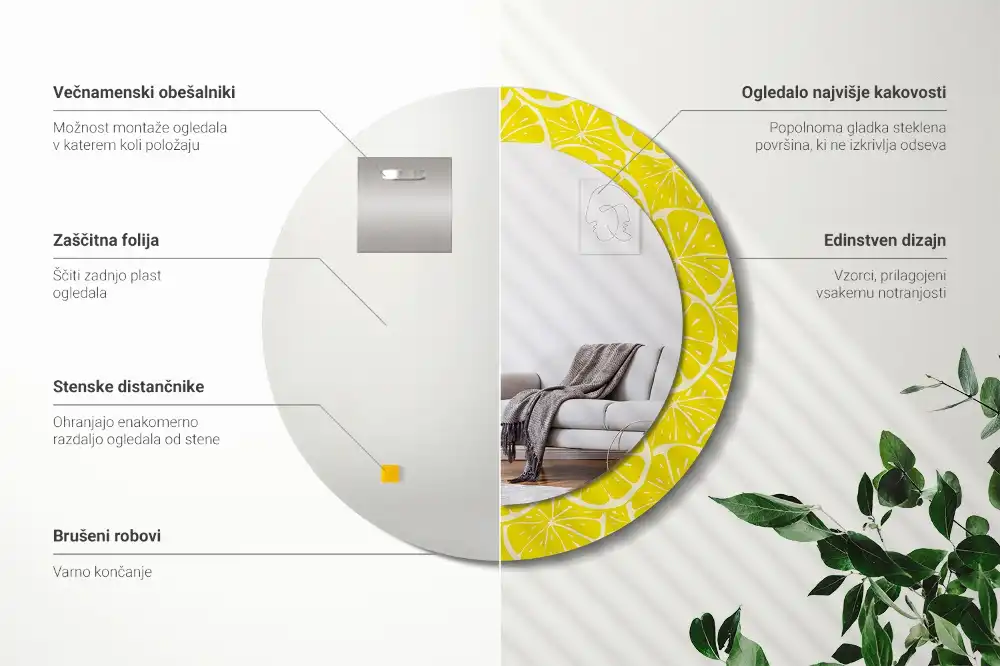 Specchio circolare decoro Limoni