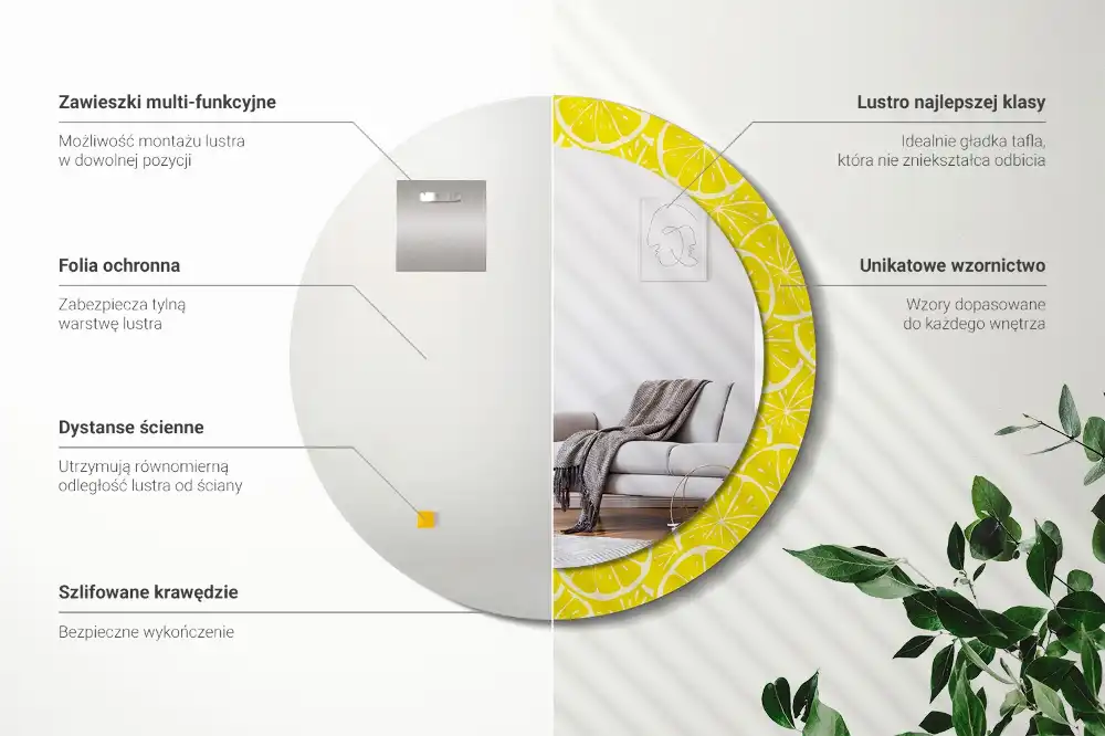 Specchio circolare decoro Limoni