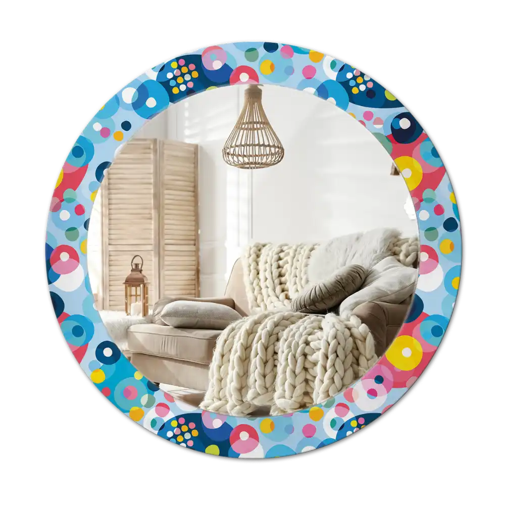 Specchio circolare stampato Ruote colorate