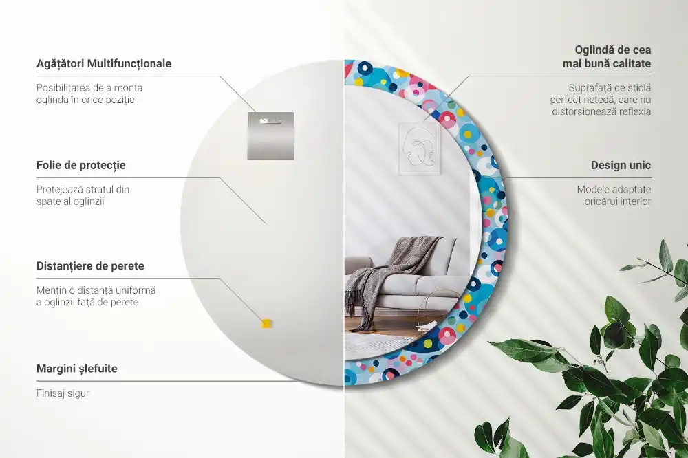 Specchio circolare stampato Ruote colorate