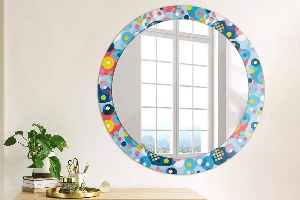 Specchio circolare stampato Ruote colorate