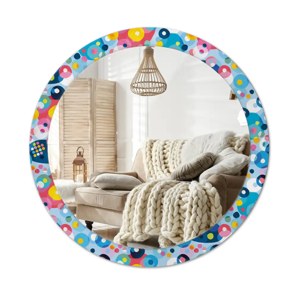 Specchio circolare stampato Ruote colorate